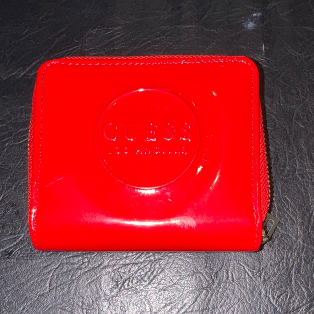 GUESS Bright Red Patent Zip-Around Wallet, GUC